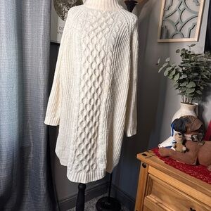 Cozy White Turtleneck Sweater Dress